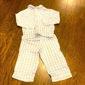 Petite Plume light blue gingham pjs, size 2